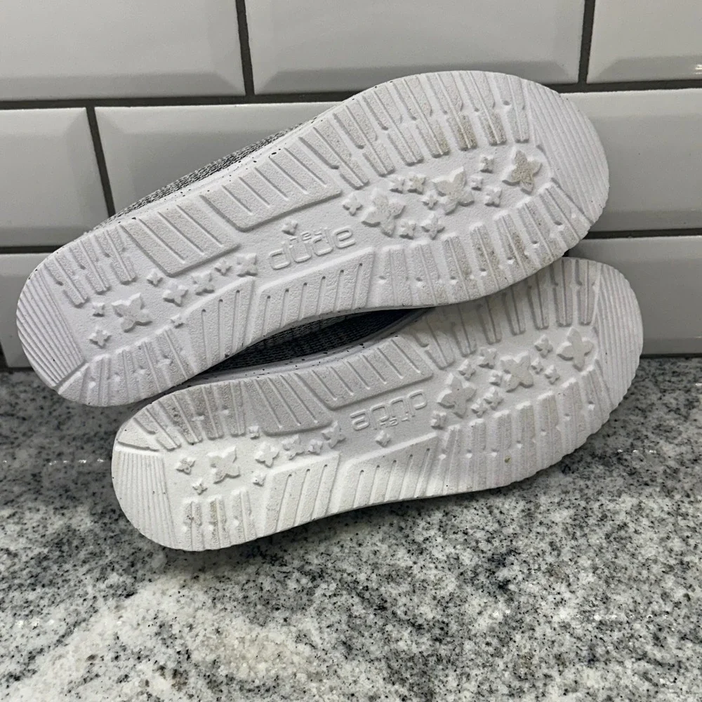 New Hey Dude Kids Y6 Wally Youth Sox Stone White Grey Lime Moccasin Loafer Shoe